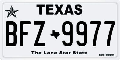 TX license plate BFZ9977