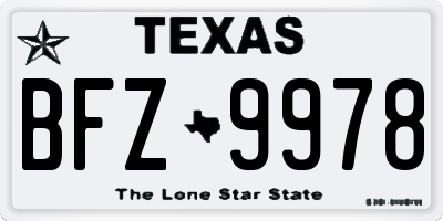 TX license plate BFZ9978