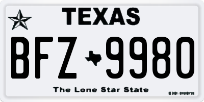 TX license plate BFZ9980