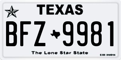 TX license plate BFZ9981