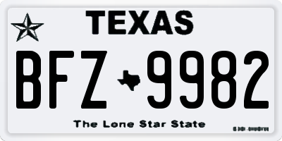 TX license plate BFZ9982