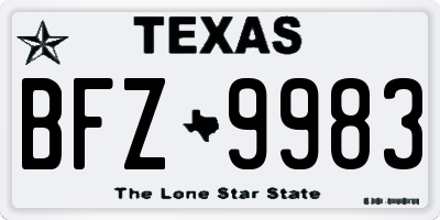 TX license plate BFZ9983