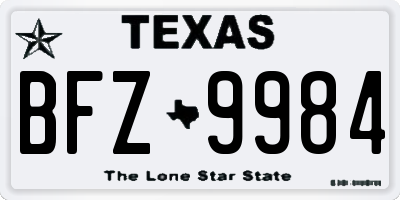 TX license plate BFZ9984