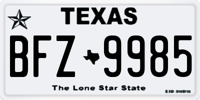 TX license plate BFZ9985