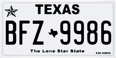 TX license plate BFZ9986