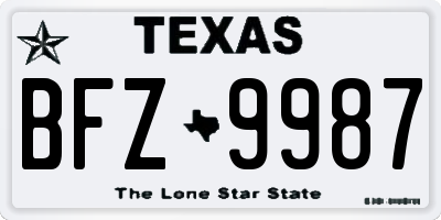 TX license plate BFZ9987