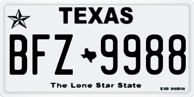 TX license plate BFZ9988