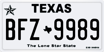 TX license plate BFZ9989