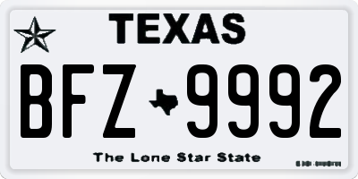 TX license plate BFZ9992