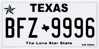 TX license plate BFZ9996