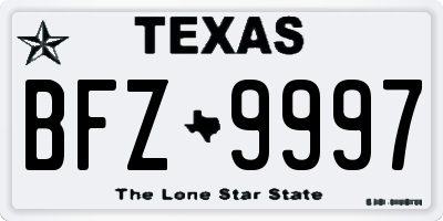 TX license plate BFZ9997
