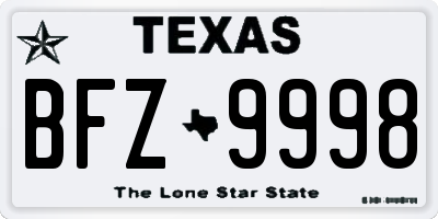 TX license plate BFZ9998