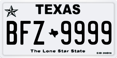 TX license plate BFZ9999