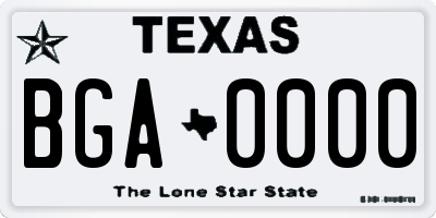 TX license plate BGA0000