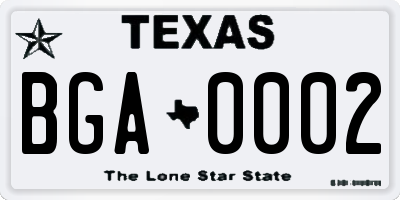 TX license plate BGA0002