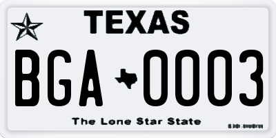 TX license plate BGA0003