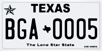 TX license plate BGA0005