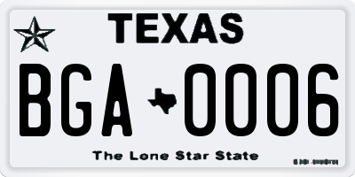 TX license plate BGA0006