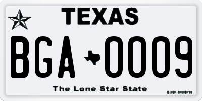 TX license plate BGA0009