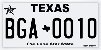 TX license plate BGA0010