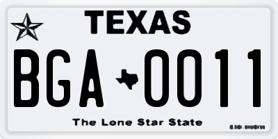 TX license plate BGA0011