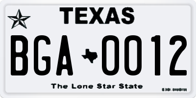 TX license plate BGA0012