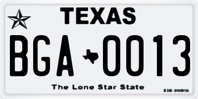 TX license plate BGA0013