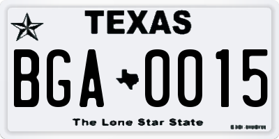 TX license plate BGA0015