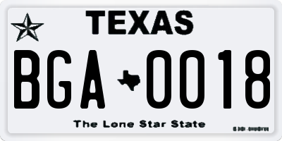 TX license plate BGA0018
