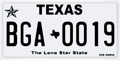 TX license plate BGA0019