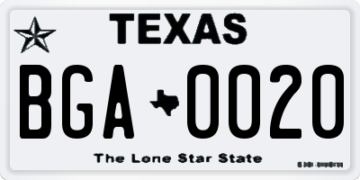TX license plate BGA0020