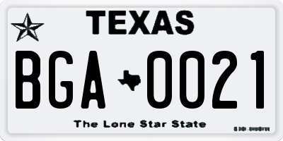 TX license plate BGA0021