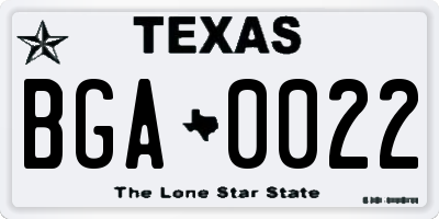 TX license plate BGA0022