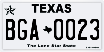 TX license plate BGA0023