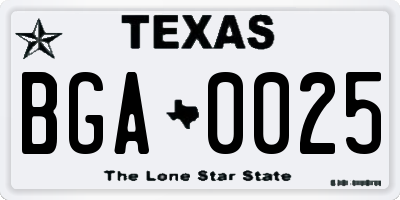TX license plate BGA0025