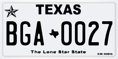 TX license plate BGA0027