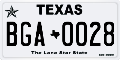 TX license plate BGA0028