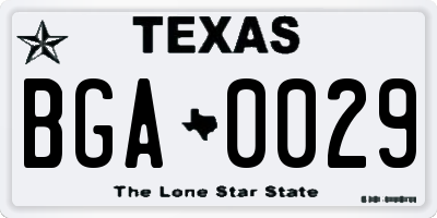 TX license plate BGA0029