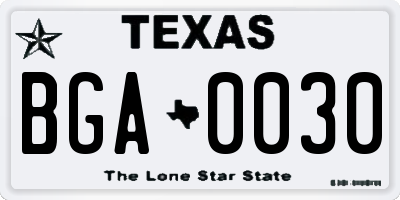 TX license plate BGA0030