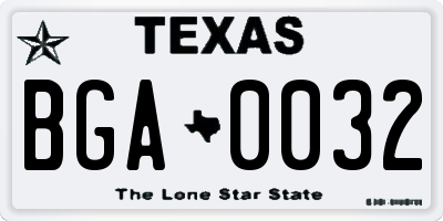TX license plate BGA0032