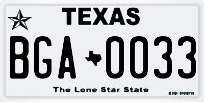 TX license plate BGA0033