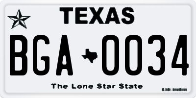 TX license plate BGA0034