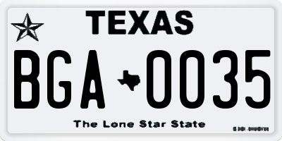 TX license plate BGA0035