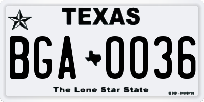 TX license plate BGA0036