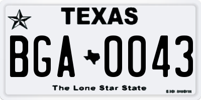 TX license plate BGA0043