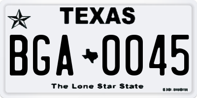 TX license plate BGA0045