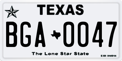 TX license plate BGA0047