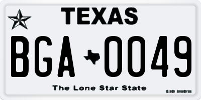 TX license plate BGA0049