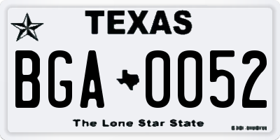 TX license plate BGA0052