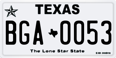 TX license plate BGA0053